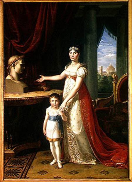 Elisa Bonaparte (1777-1820) Grand Duchess of Tuscany and her Daughter Napoleone-Elisa à Pietro Benvenuti