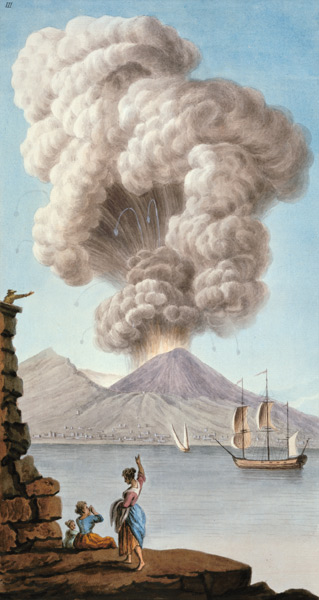 Eruption of Vesuvius, Monday 9th August 1779, plate 3, published as a supplement to 'Campi Phlegraei à Pietro Fabris