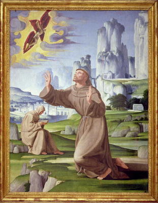 St. Francis Receiving the Stigmata (tempera on panel) (see also 59263) à Pietro Francione