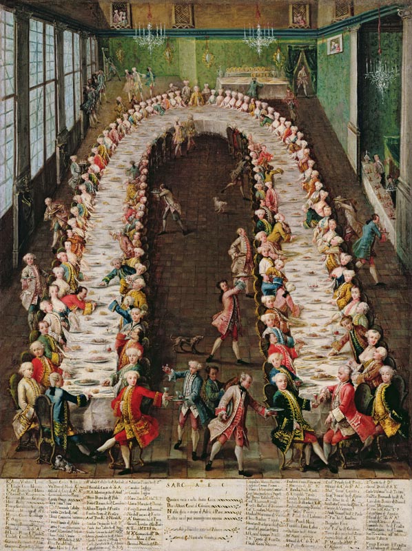 The Banquet at Casa Nani, Given in Honour of their Guest, Clemente Augusto, Elector Archbishop of Co à Pietro Longhi