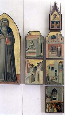 Scenes from the Life of the Blessed Humility: detail of right hand side, spire depicts St. Luke and à Pietro Lorenzetti