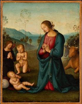 Madonna, the Infant St. John and an angel, worshiping the Christ Child