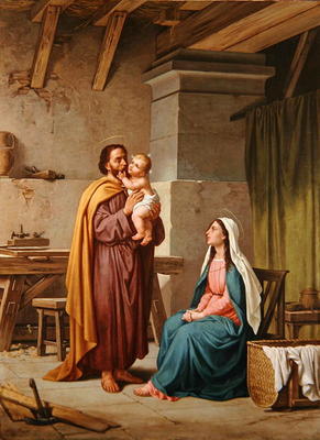 The Holy Family in St Joseph's Workshop (oil on canvas) à Pietro Pezzati