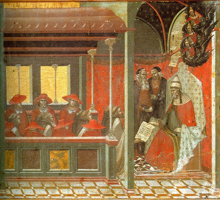 Pope John XXII Approving the Carmelite Rule (Predella panel) à Pietro Lorenzetti