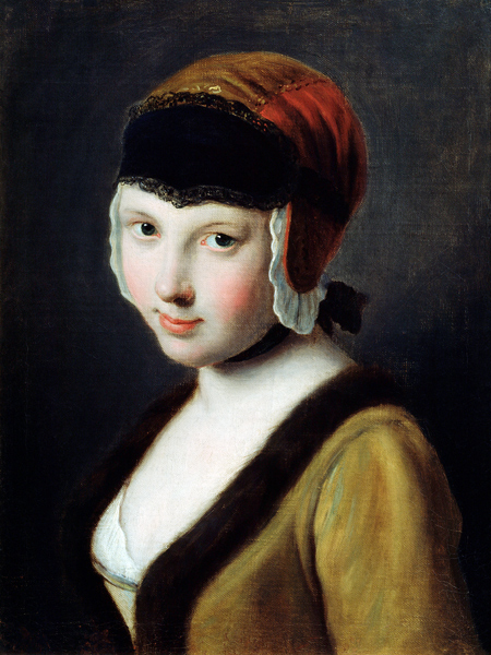 A girl with a black mask à Pietro Antonio Rotari