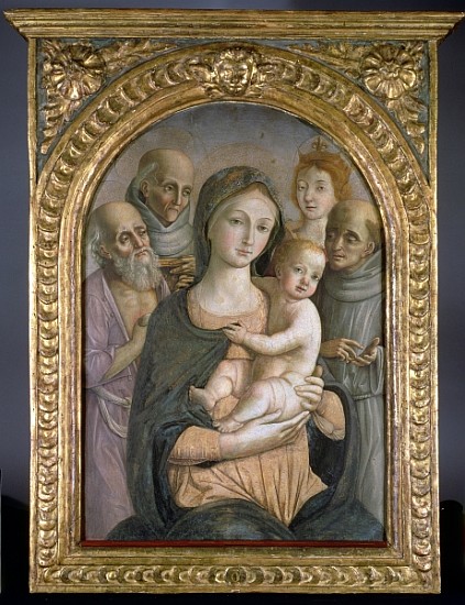 The Virgin and Child with SS. Jerome, Bernardino of Siena, Catherine of Alexandria and Francis, 15th à Pietro di Francesco degli Orioli