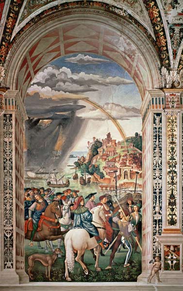 The Departure of Aeneas Silvius Piccolomini for Basel à Pinturicchio