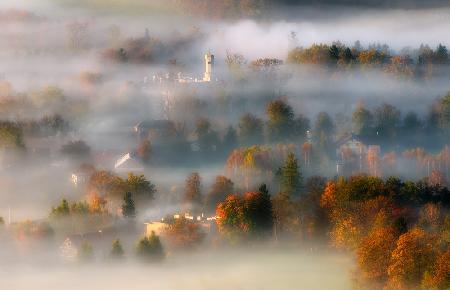 In the autumn mist