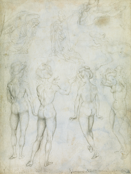 Four Studies of a Female Nude, an Annunciation and Two Studies of a Woman Swimming à Pisanello