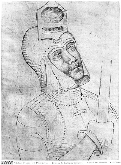 Soldier wearing a visored helmet, from the The Vallardi Album à Pisanello