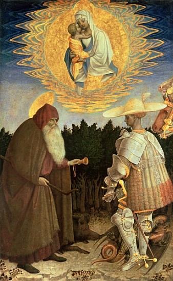 The Virgin and Child with St. George and St. Anthony the Abbot (egg tempera on poplar) à Pisanello