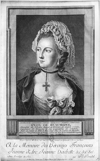 The Chevalier d''Eon, dressed as a woman à P. Jean Baptiste Bradel