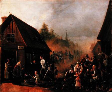 Scene from the Russian-French War in 1812 à Pjotr Baykov