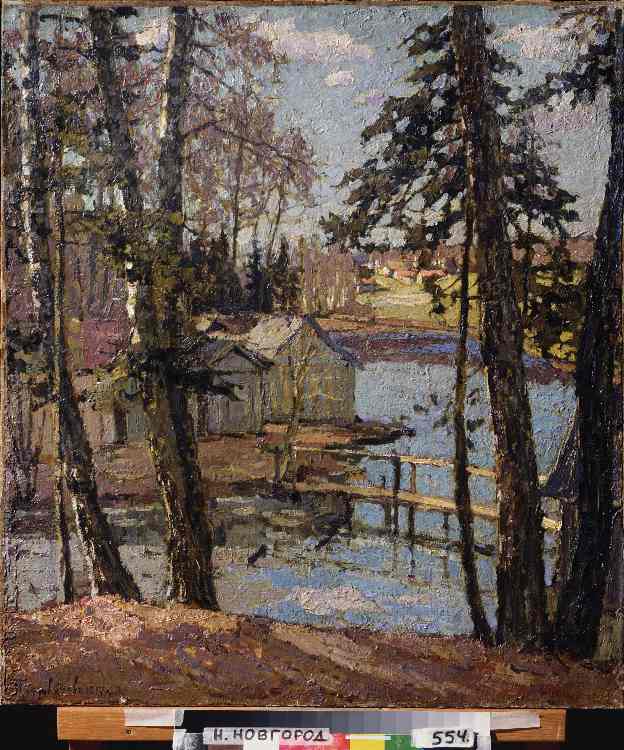 Kleiner Teich im Frühling à Pjotr Petrowitschev
