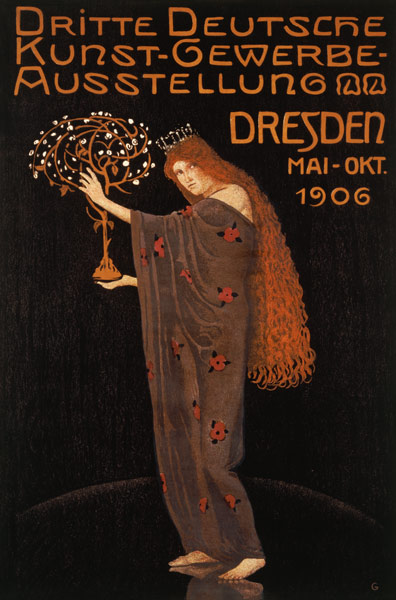 Affiche pour les 3. Art appliqué allemand - exposition en 1906 de Otto Gussmann à Affiche Vintage