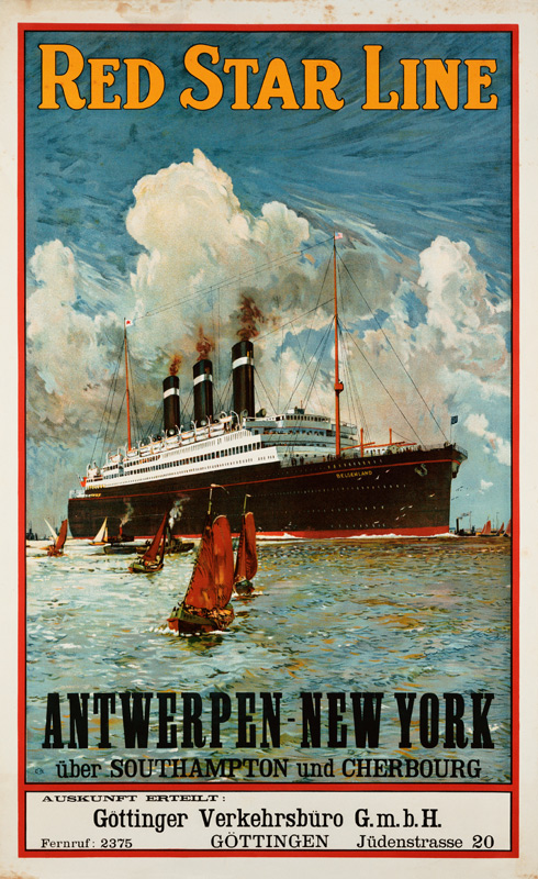 Red Star Line, Antwerpen-New York à Affiche Vintage