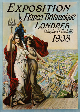 Exposition Franco-Britannique, Londres, (Shepherd''s Bush) 1908 à Affiche Vintage