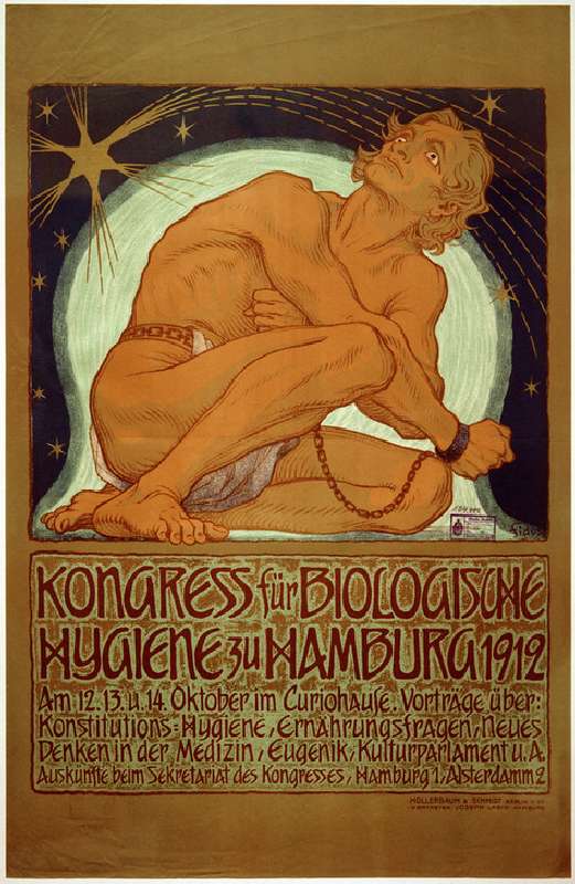 "Kongress für Biologische Hygiene zu Hamburg 1912" à Affiche Vintage
