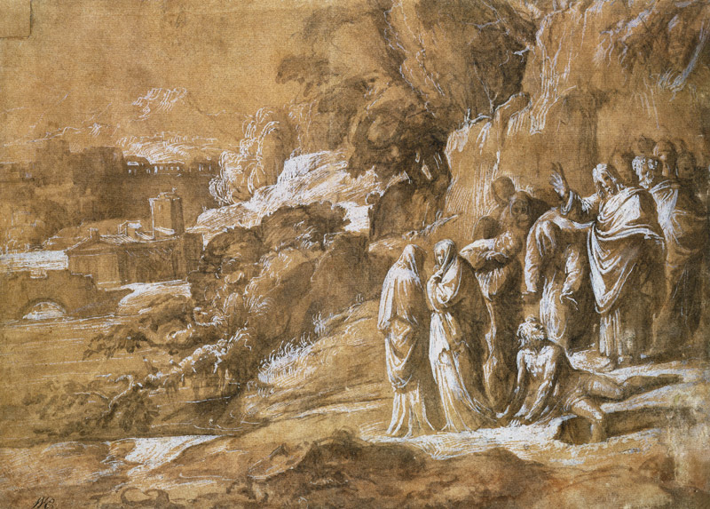 The Raising of Lazarus à Polidoro  da Caravaggio