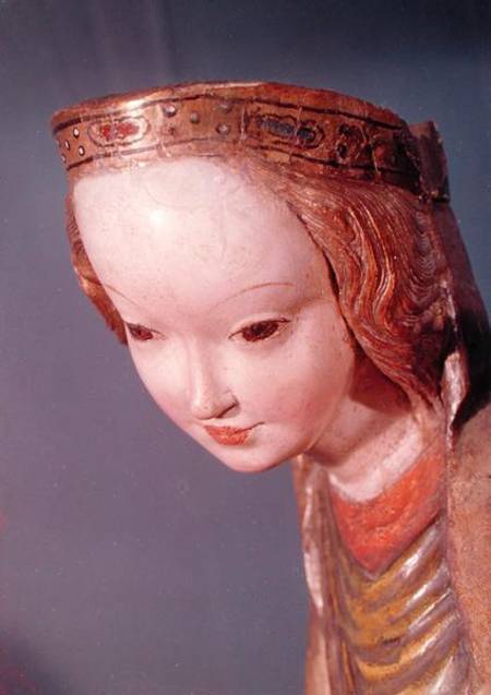 Virgin and Child, detail of the head of the Virgin à École polonaise