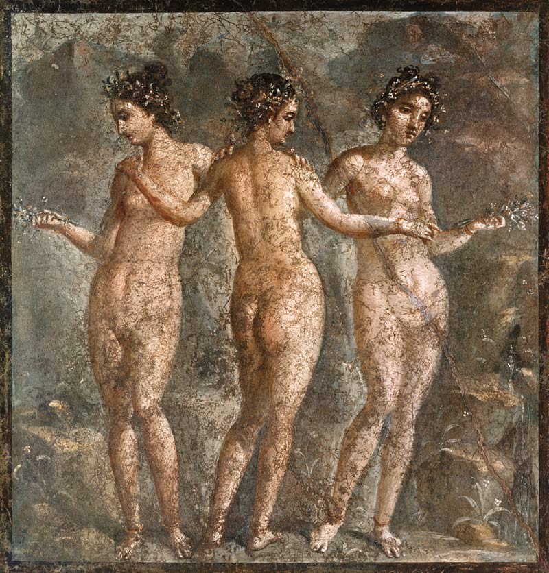 Les trois grâces à Pompei, peinture murale