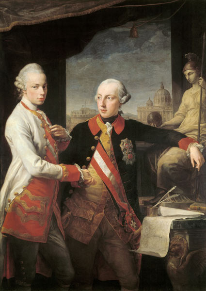 Emperor Joseph II with Grand Duke Pietro Leopoldo of Tuscany à Pompeo Girolamo Batoni
