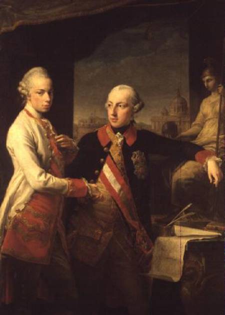 Kaiser Joseph II (1741-90), and the Grand Duke Leopold of Tuscany, 1769 à Pompeo Girolamo Batoni