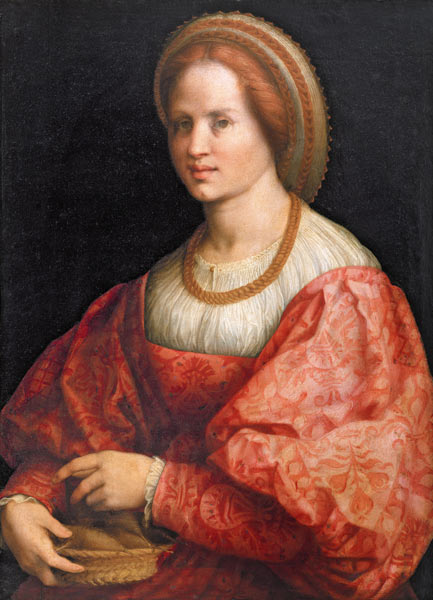 Portrait of a Woman with a Basket of Spindles à Pontormo, Jacopo Carucci da