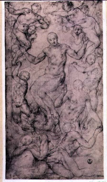 Study for 'Christ in Glory' and 'The Creation of Eve' in the Church of San Lorenzo, Florence à Pontormo, Jacopo Carucci da