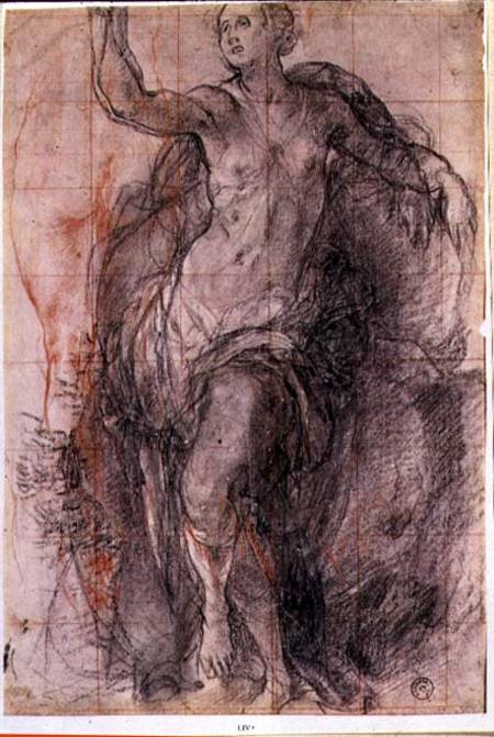 Study of a female figure with loose drapery à Pontormo, Jacopo Carucci da
