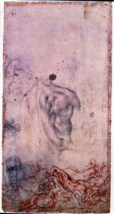 Study for a portrait of Cosimo I Giovinetto with other studies of writhing bodies à Pontormo, Jacopo Carucci da