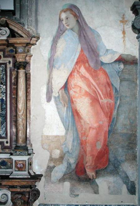 The Visitation, detail of Elizabeth to right of the altar à Pontormo, Jacopo Carucci da