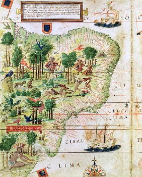 Brazil from the ''Miller Atlas'' Pedro Reinel, c.1519 (detail of 75615)