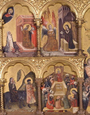 Polyptych of the Dormition of the Virgin, detail of St. Gregory the Great (540-604) Praying for the à Pseudo Jacopino  di Francesco