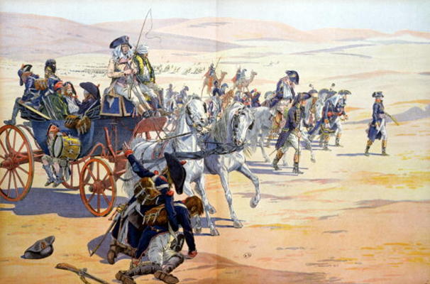 Napoleon (1769-1821) and his Troops in the Desert during the Egyptian Campaign, illustration from 'B à pseudonym for Onfray de Breville, Jacques Job