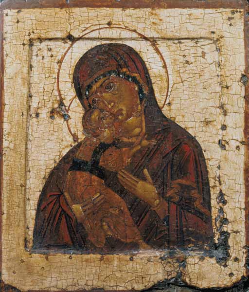 The Mother of God of Vladimir, Russian icon à École de Pskov