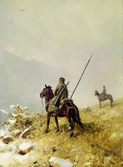 The Patrol, 1887 (oil on cardboard) à Pyotr Nikolayevich Grusinsky