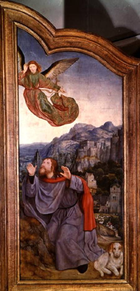 The Holy Kinship, or the Altarpiece of St. Anne, detail of the left panel depicting the Annunciation à Quentin Massys ou Metsys