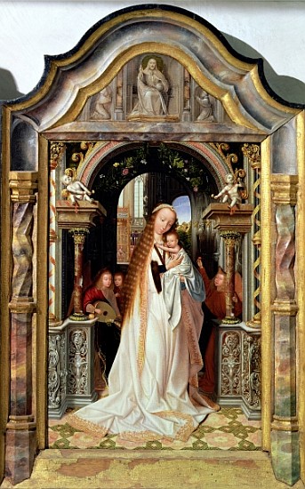 Virgin and Child with Three Angels, central panel of a triptych, c.1509 à Quentin Massys ou Metsys