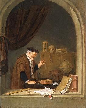 An Old Man Weighing Gold