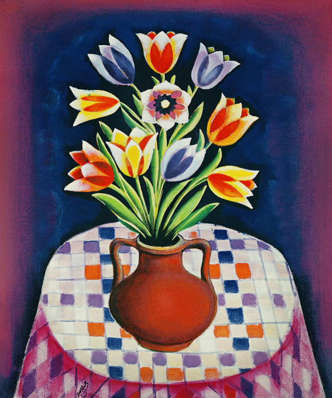 Still life with Flowers, 1967 (oil on canvas)  à Radi  Nedelchev