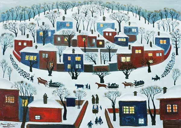 Winter Village, 1969 (oil on canvas)  à Radi  Nedelchev