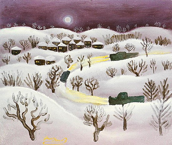 Winter Night, 1971 (oil on canvas)  à Radi  Nedelchev