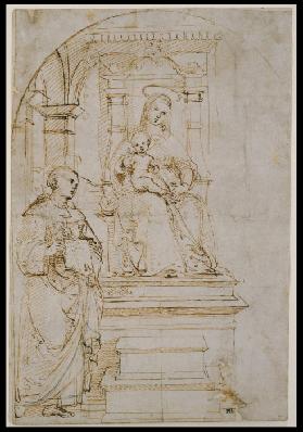 Sketch for an enthroned Virgin and Child with Saint Nicholas of Tolentino