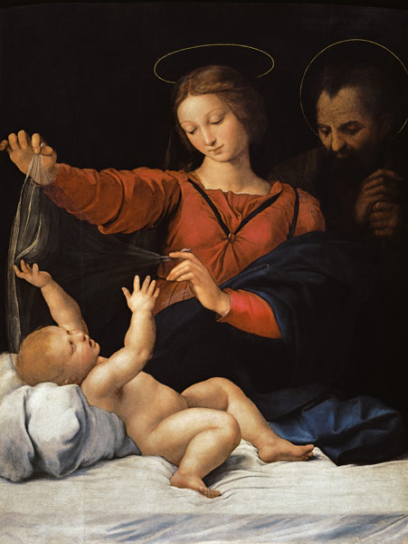 Sainte famille, ou La Madonne del Velo. Copie d'un tableau disparu à Raffaello Sanzio