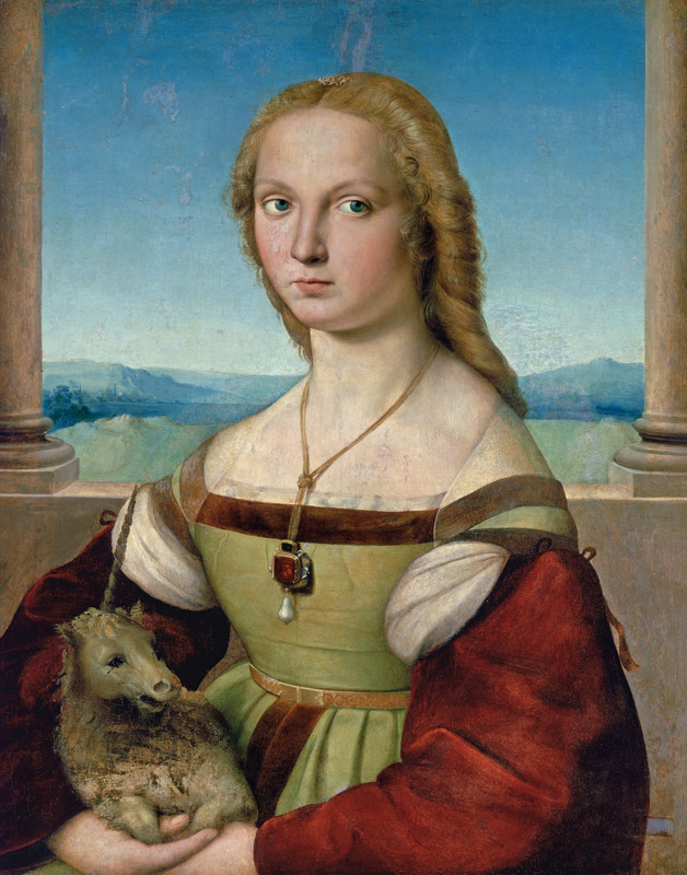 portrait d'une jeune femme avec la licorne à Raffaello Sanzio