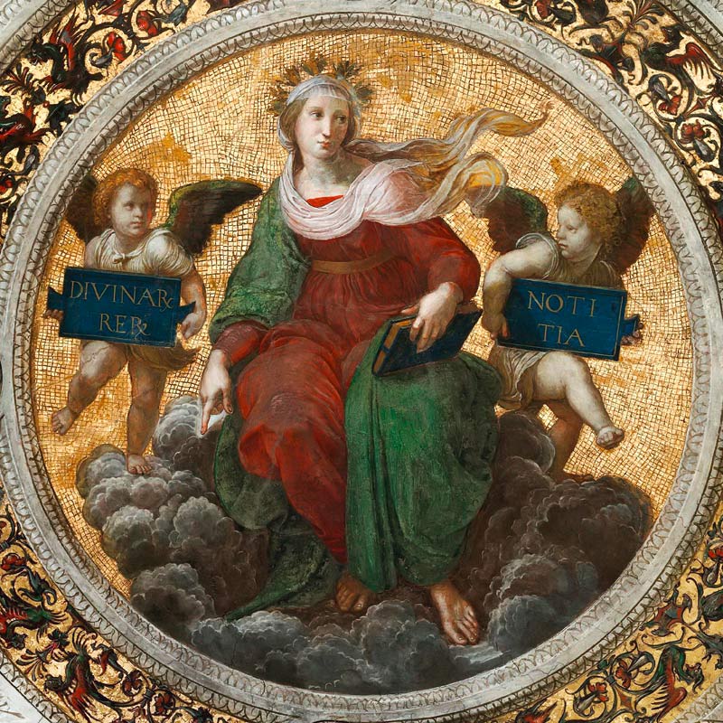 La théologie (Détail Détail de la couverture des Stanza della Segnatura) à Raffaello Sanzio