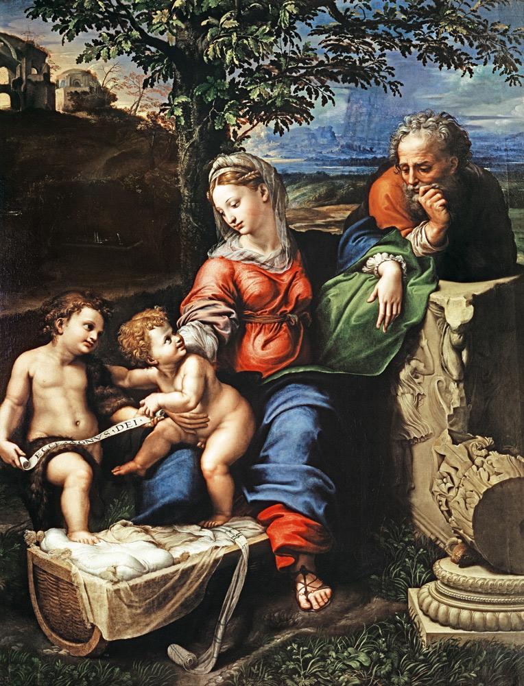 famille Sainte avec Saint Jean de Raffael + Giulio Romano) à Raffaello Sanzio