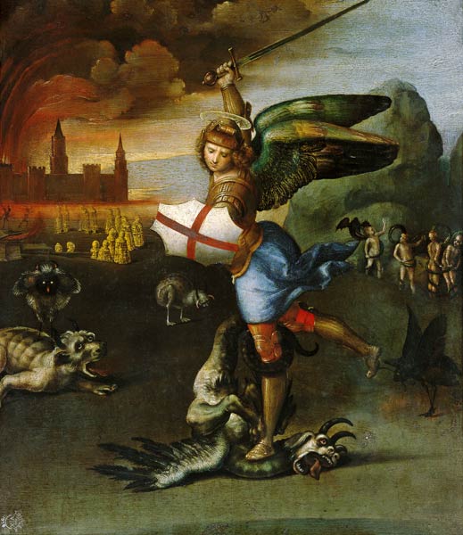 Saint Michel et le Dragon à Raffaello Sanzio