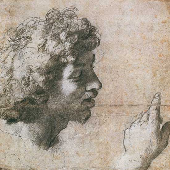 Studies of a Man's Head and Hand à Raffaello Sanzio
